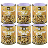 6X Metallic Gold Gloss Non-Drip Paint 300ml Tin Paint